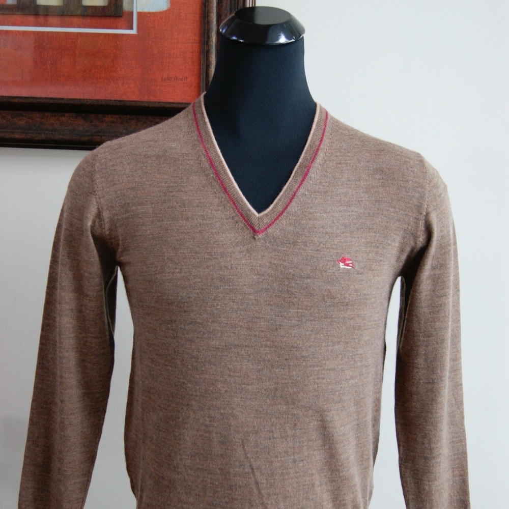 New Etro V neck Virgin Wool Sweater Pullover